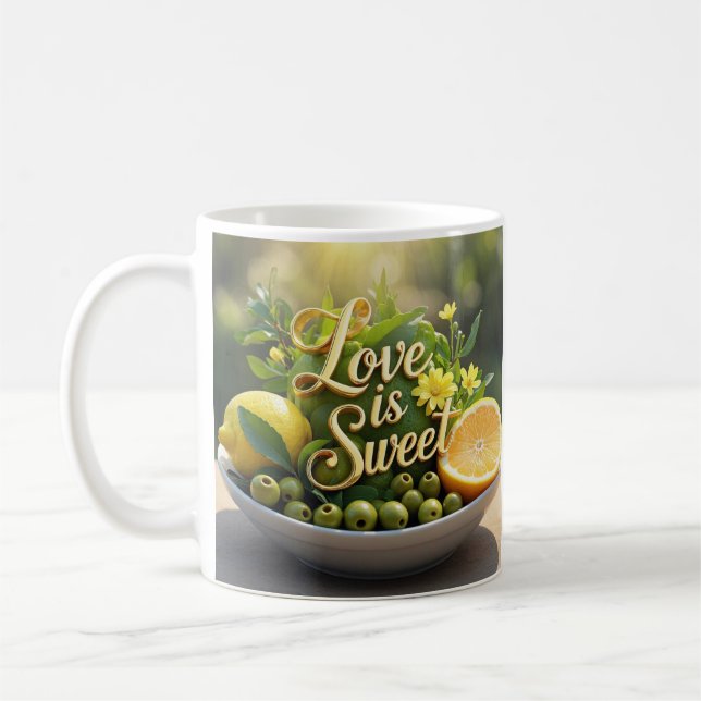 Summer sunny Lemons, olives, citrus slices  Coffee Mug (Left)
