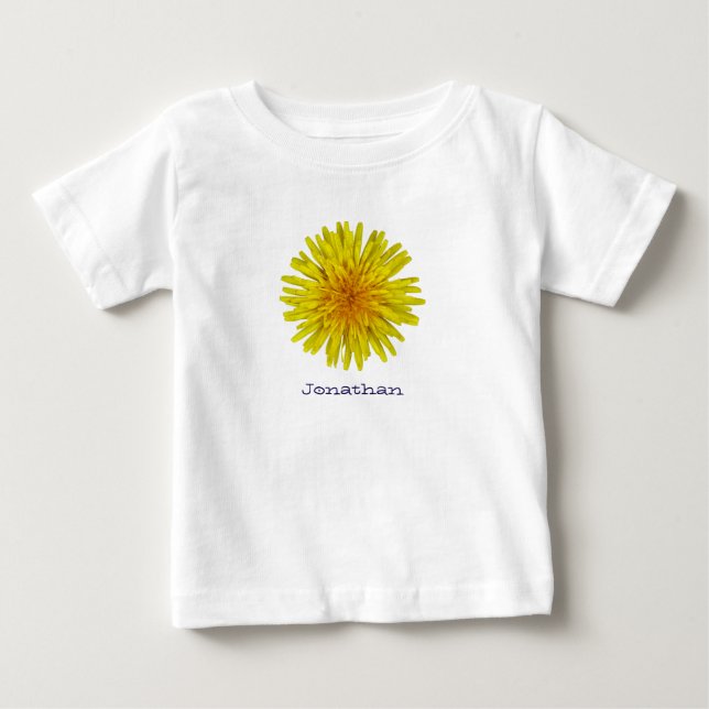 Summer Sunny Yellow Dandelion Flower on any Colour Baby T-Shirt (Front)