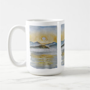 Summer Sunrise over Misty Mountains and Lake – Wat Coffee Mug