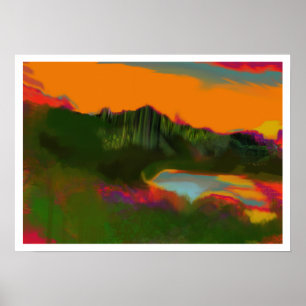 Summer Sunset Abstract landscape Poster