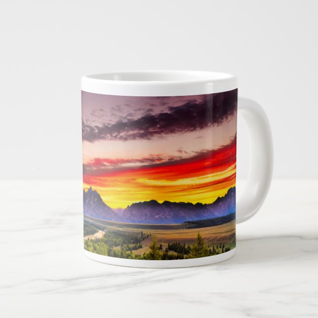 Summer Sunset at Snake River Overlook Large Coffee Mug (Front Right)