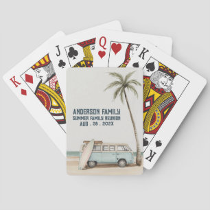 Summer Sunset Beach Palm Tree Family Reunion Playing Cards