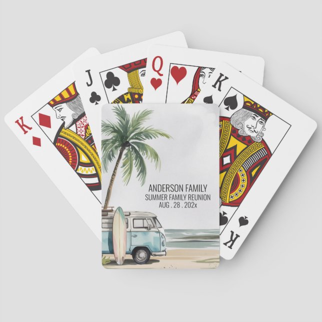 Summer Sunset Beach Palm Tree Family Reunion Poker Playing Cards (Back)