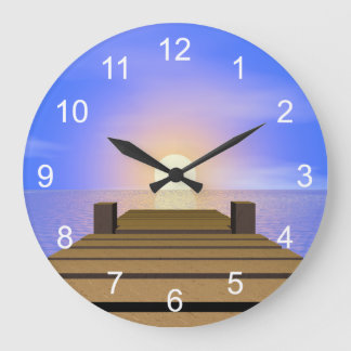 Summer Sunset Dock Large Clock