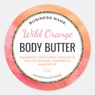 Summer Sunset Glitter Body Butter Labels
