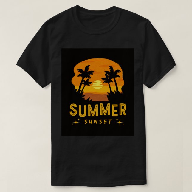 Summer Sunset Illustration T-Shirt (Design Front)