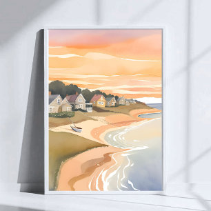 Summer Sunset Martha’s Vineyard Watercolor Poster