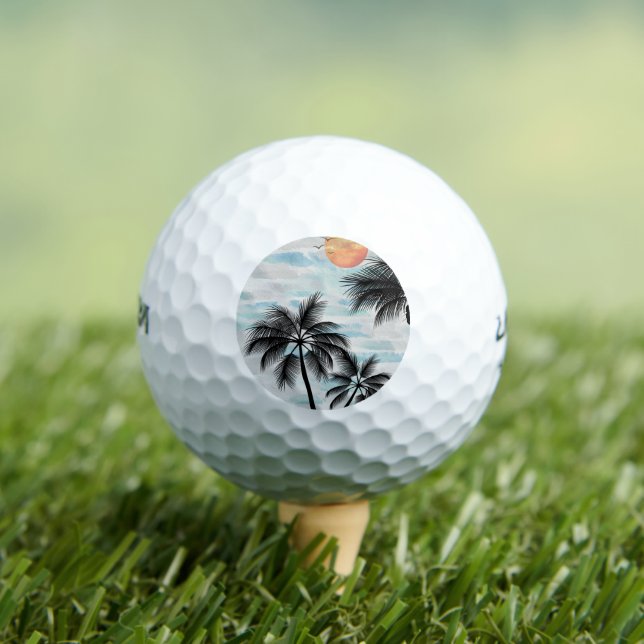 Summer Sunset Palm Tree  Golf Balls (Insitu Tee)