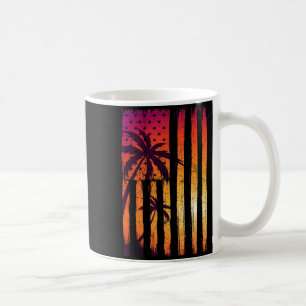 Summer Sunset Palm Trees American Flag Cool Spring Coffee Mug