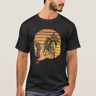 Summer Sunset Pelican Bird Animal Fish Catch Tropi T-Shirt