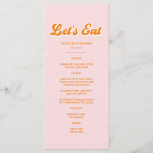 Summer Sunset Pink and Orange Tropical Wedding Menu