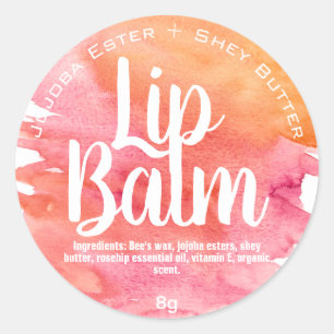 Summer Sunset Pink Orange Lip Balm Labels