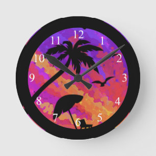 Summer Sunset Round Clock