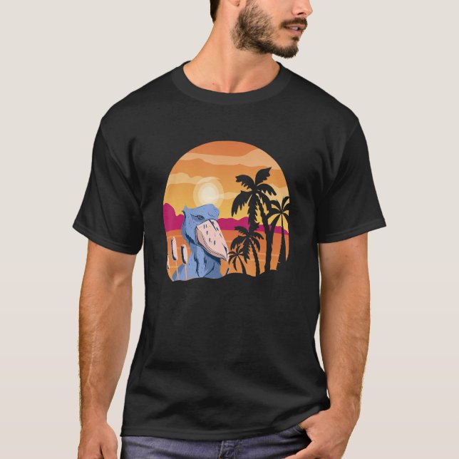 Summer Sunset Shoebill Bird African Bird Mayan Bir T-Shirt (Front)