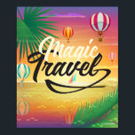Summer Sunset Sky, Sea beach Magic Travel ART Poster<br><div class="desc">Summer Sunset Sky, Sea Beach - Magic Travel, Air Balloons, Palm Trees. Painting RETRO POP ART, Contemporary ART by Sofiartmedia, artist Sofia Polonsky. Travel Trendy Design, Tropical, Road trip, Bon Voyage, Adventure in Nature concept, Landscape, Beautiful Painting Art, Blue Pink, exotic landscape, California, hawaii, mexico, campgrounds, Travelling, Voyage, Outdoor. Art...</div>
