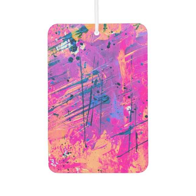 Summer Sunset Splatter Paint Abstract Car Air Freshener (Front)