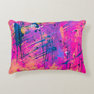 Summer Sunset Splatter Paint Abstract Decorative Cushion