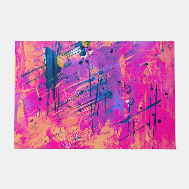 Summer Sunset Splatter Paint Abstract Doormat (Front)