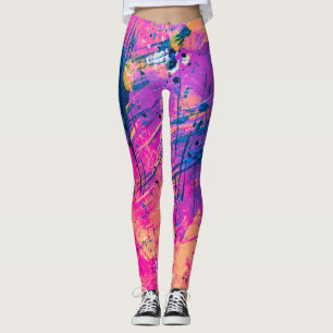 Summer Sunset Splatter Paint Abstract Leggings