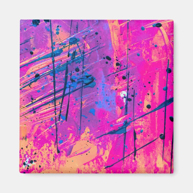 Summer Sunset Splatter Paint Abstract Magnet (Front)