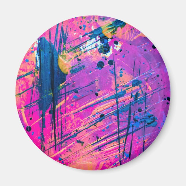 Summer Sunset Splatter Paint Abstract Magnet (Front)