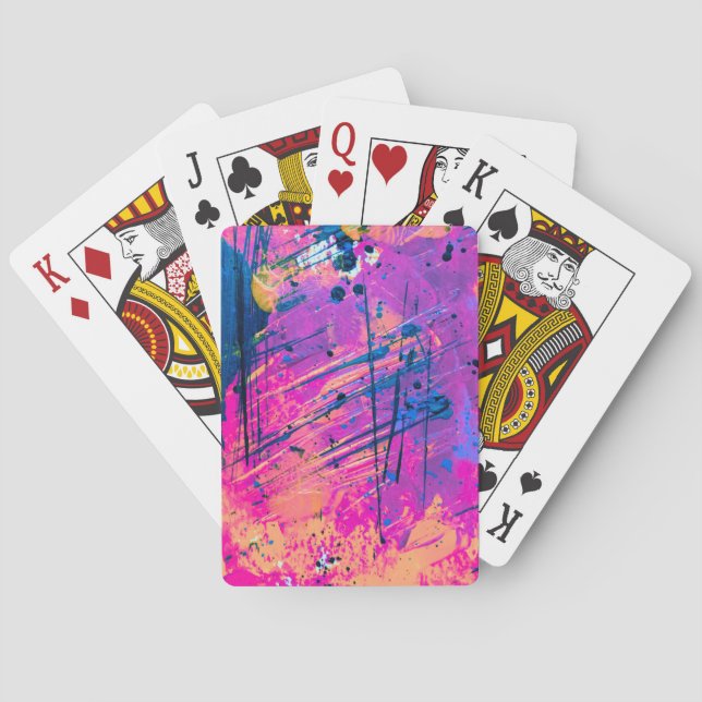 Summer Sunset Splatter Paint Abstract Playing Cards (Back)