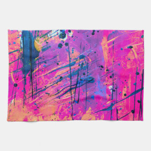 Summer Sunset Splatter Paint Abstract Tea Towel