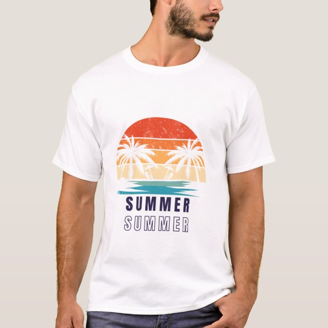 Summer Sunset T-Shirt – Beach Vacation Tropical De (Front)
