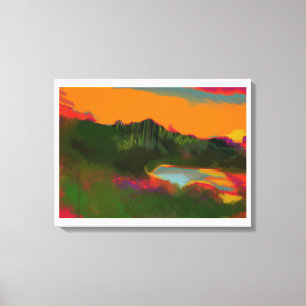 Summer Sunset Tropical Scene Canvas Print
