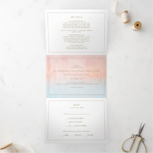 Summer Sunset Watercolor All In One Tri-fold Invitation
