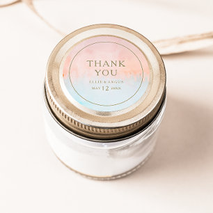 Summer Sunset Watercolor Thank You Wedding Favour  Classic Round Sticker