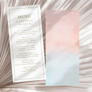 Summer Sunset Watercolor Wedding Dinner Menu