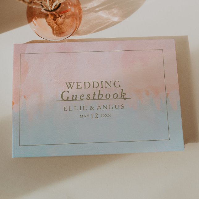 Summer Sunset Watercolor Wedding Guest Book (Creator Uploaded)