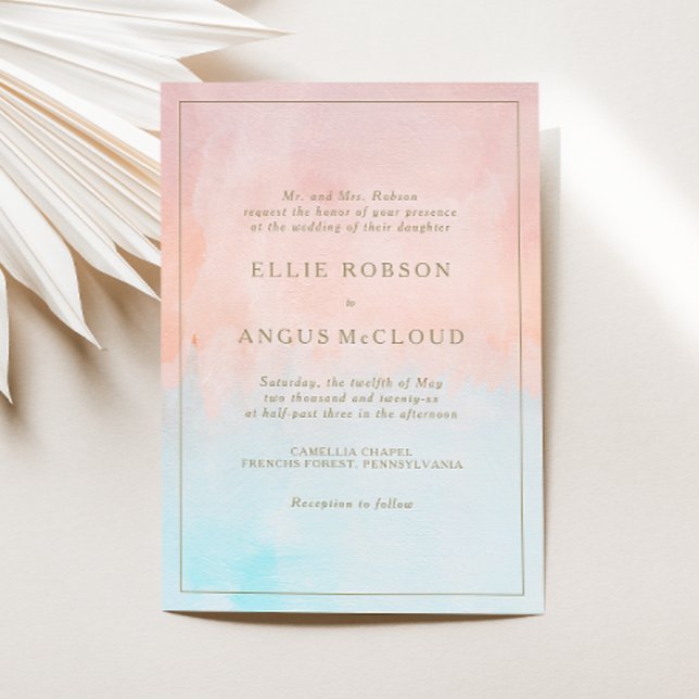 Summer Sunset Watercolor Wedding Invitation (Creator Uploaded)