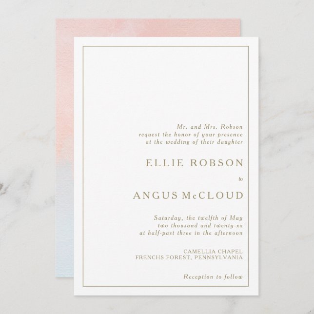 Summer Sunset Watercolor Wedding Invitation (Front/Back)