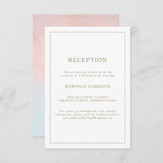 Summer Sunset Watercolor Wedding Reception Card (Front/Back)