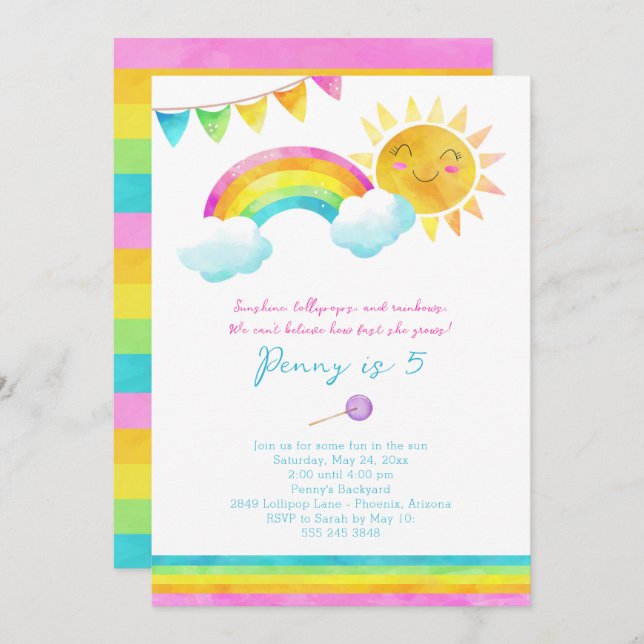 Summer Sunshine Birthday Party Invitation (Front/Back)