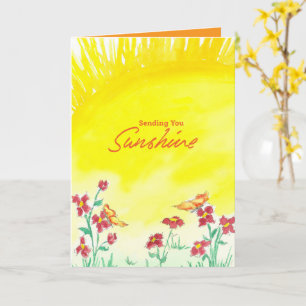 Summer Sunshine Butterflies Red Wildflowers Card
