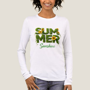 Summer Sunshine Sunflower Grass Typography Long Sl Tri-Blend Shirt