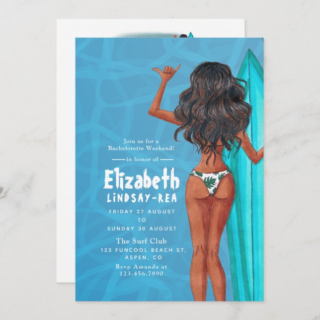 Summer Surf Beach Vacation Bachelorette Weekend In Invitation (Front/Back)