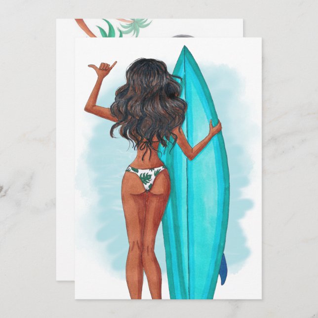 Summer Surf Beach Vacation Birthday Party Invitati Invitation (Front/Back)