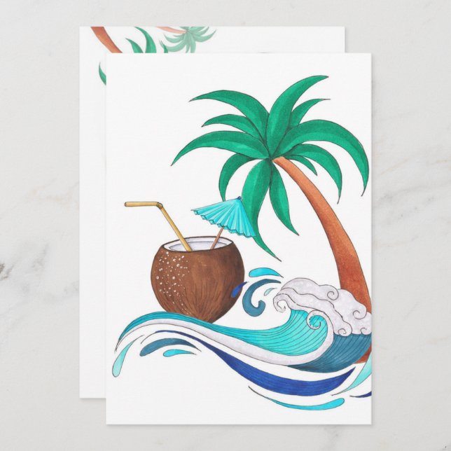 Summer Surf Beach Vacation Birthday Party Invitation (Front/Back)