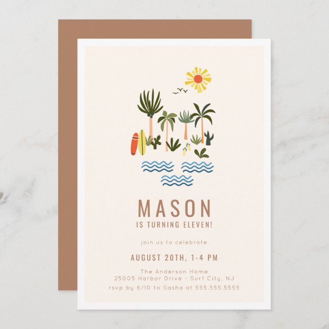 Summer Surf Birthday Party Invitation (Front/Back)
