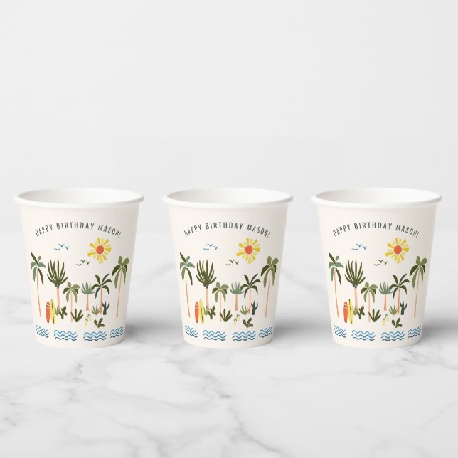 Summer Surf Birthday Party Paper Cups (Multi)