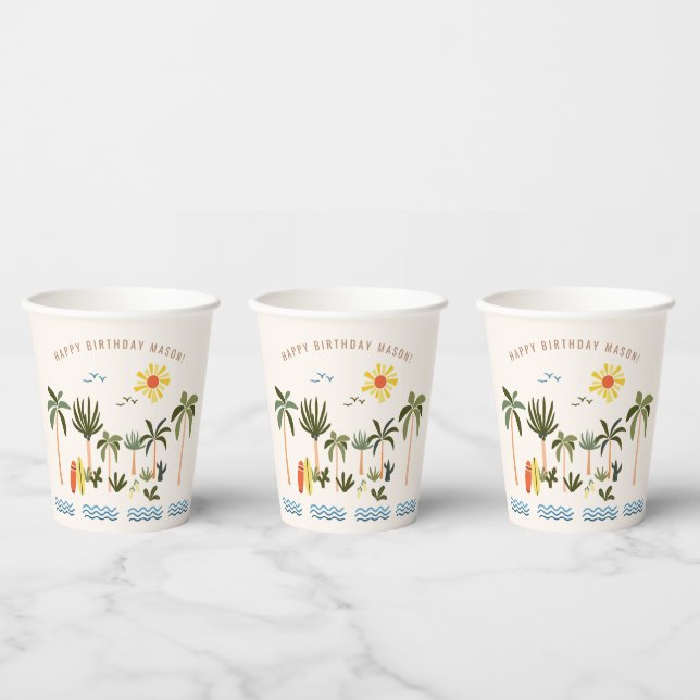 Summer Surf Birthday Party Paper Cups (Multi)