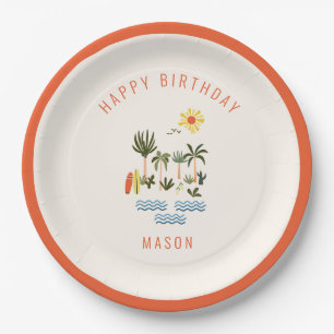 Summer Surf Birthday Party Paper Plate