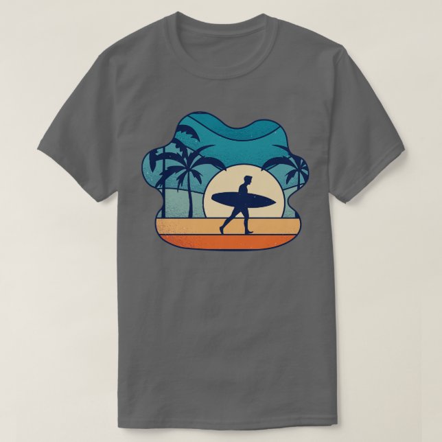 Summer Surf Surfing Retro Vintage Art T-Shirt (Design Front)
