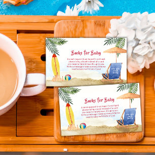 Summer Surfboard Beach Boy Books For Baby Shower   Enclosure Card
