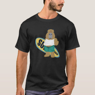 Summer Surfboard Wild Animal Surfing Beach Sunset T-Shirt