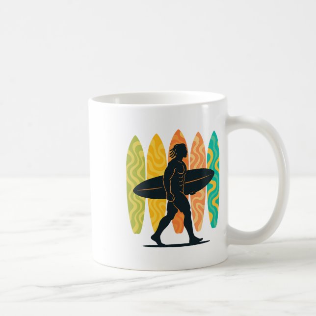 Summer Surfboarder Wave Surfing Surfboard Beach Su Coffee Mug (Right)